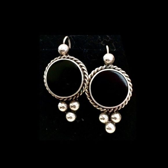 TAXCO Sterling Silver Onyx Drop Earrings - Picture 8 of 8